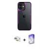 MARSİLYAN™- iPhone 11 Kılıf Akış Çizgi Koleksiyonu - Siyah Bilvis 5in1 3D Magic Cam Ekran Koruyucu + Pers Alüminyum Kamera Lens - GD