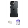 MARSİLYAN™- iPhone 11 Kılıf Akış Çizgi Koleksiyonu - Siyah Bilvis 5in1 3D Magic Cam Ekran Koruyucu + Pers Alüminyum Kamera Lens - GD