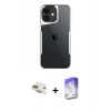 MARSİLYAN™- iPhone 11 Kılıf Akış Çizgi Koleksiyonu - Siyah Bilvis 5in1 3D Magic Cam Ekran Koruyucu + Pers Alüminyum Kamera Lens - GD