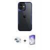 MARSİLYAN™- iPhone 11 Kılıf Akış Çizgi Koleksiyonu - Siyah Bilvis 5in1 3D Magic Cam Ekran Koruyucu + Pers Alüminyum Kamera Lens - GI