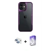 MARSİLYAN™- iPhone 11 Kılıf Akış Çizgi Koleksiyonu - Siyah Bilvis 5in1 3D Magic Cam Ekran Koruyucu + Pers Alüminyum Kamera Lens - GI