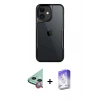 MARSİLYAN™- iPhone 11 Kılıf Akış Çizgi Koleksiyonu - Siyah Bilvis 5in1 3D Magic Cam Ekran Koruyucu + Raze Metal Kamera Lens - KI