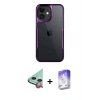 MARSİLYAN™- iPhone 11 Kılıf Akış Çizgi Koleksiyonu - Siyah Bilvis 5in1 3D Magic Cam Ekran Koruyucu + Raze Metal Kamera Lens - KI
