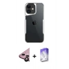 MARSİLYAN™- iPhone 11 Kılıf Akış Çizgi Koleksiyonu - Siyah Bilvis 5in1 3D Magic Cam Ekran Koruyucu + Raze Metal Kamera Lens - SH