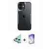 MARSİLYAN™- iPhone 11 Kılıf Akış Çizgi Koleksiyonu - Siyah Bilvis 5in1 3D Magic Cam Ekran Koruyucu + Raze Metal Kamera Lens - MI