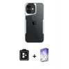 MARSİLYAN™- iPhone 11 Kılıf Akış Çizgi Koleksiyonu - Siyah Bilvis 5in1 3D Magic Cam Ekran Koruyucu + PVD Metal Kamera Lens - SH