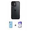 MARSİLYAN™- iPhone 11 Kılıf Akış Çizgi Koleksiyonu - Siyah Bilvis 5in1 3D Magic Cam Ekran Koruyucu + Neon Fosforlu Kamera Lens - TU