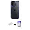 MARSİLYAN™- iPhone 11 Kılıf Akış Çizgi Koleksiyonu - Siyah Bilvis 5in1 3D Magic Cam Ekran Koruyucu + Renkli Kamera Lens Koruma Cam - TU