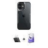 MARSİLYAN™- iPhone 11 Kılıf Akış Çizgi Koleksiyonu - Siyah Bilvis 5in1 5D Magic Hayalet Cam Ekran Koruyucu + Kamera Lens Koruma Cam - SF