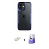 MARSİLYAN™- iPhone 11 Kılıf Akış Çizgi Koleksiyonu - Siyah Bilvis 5in1 5D Magic Hayalet Cam Ekran Koruyucu + Renkli Kamera Lens Koruma Cam - SI