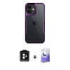 MARSİLYAN™- iPhone 11 Kılıf Akış Çizgi Koleksiyonu - Siyah Bilvis 5in1 5D Magic Hayalet Cam Ekran Koruyucu + PVD Metal Kamera Lens - YL