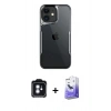 MARSİLYAN™- iPhone 11 Kılıf Akış Çizgi Koleksiyonu - Siyah Bilvis 5in1 5D Magic Hayalet Cam Ekran Koruyucu + PVD Metal Kamera Lens - MI