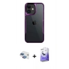 MARSİLYAN™- iPhone 11 Kılıf Akış Çizgi Koleksiyonu - Siyah Bilvis 5in1 5D Magic Hayalet Cam Ekran Koruyucu + Pers Alüminyum Kamera Lens - GI
