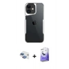 MARSİLYAN™- iPhone 11 Kılıf Akış Çizgi Koleksiyonu - Siyah Bilvis 5in1 5D Magic Hayalet Cam Ekran Koruyucu + Pers Alüminyum Kamera Lens - GI