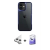 MARSİLYAN™- iPhone 11 Kılıf Akış Çizgi Koleksiyonu - Siyah Bilvis 5in1 5D Magic Hayalet Cam Ekran Koruyucu + Raze Metal Kamera Lens - GS