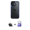 MARSİLYAN™- iPhone 11 Kılıf Akış Çizgi Koleksiyonu - Siyah Bilvis 5in1 5D Magic Hayalet Cam Ekran Koruyucu + Kamera Lens Koruma Cam - SF