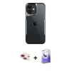 MARSİLYAN™- iPhone 11 Kılıf Akış Çizgi Koleksiyonu - Siyah Bilvis 5in1 5D Magic Hayalet Cam Ekran Koruyucu + Pers Alüminyum Kamera Lens - KI