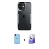 MARSİLYAN™- iPhone 11 Kılıf Akış Çizgi Koleksiyonu - Siyah Bilvis 5in1 5D Magic Hayalet Cam Ekran Koruyucu + Neon Fosforlu Kamera Lens - TU