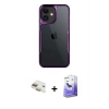 MARSİLYAN™- iPhone 11 Kılıf Akış Çizgi Koleksiyonu - Siyah Bilvis 5in1 5D Magic Hayalet Cam Ekran Koruyucu + Pers Alüminyum Kamera Lens - GD