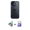 MARSİLYAN™- iPhone 11 Kılıf Akış Çizgi Koleksiyonu - Siyah Bilvis 5in1 5D Magic Hayalet Cam Ekran Koruyucu + Raze Metal Kamera Lens - KI