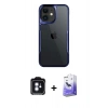 MARSİLYAN™- iPhone 11 Kılıf Akış Çizgi Koleksiyonu - Siyah Bilvis 5in1 5D Magic Hayalet Cam Ekran Koruyucu + PVD Metal Kamera Lens - MI