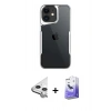 MARSİLYAN™- iPhone 11 Kılıf Akış Çizgi Koleksiyonu - Siyah Bilvis 5in1 5D Magic Hayalet Cam Ekran Koruyucu + Raze Metal Kamera Lens - GS