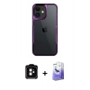 MARSİLYAN™- iPhone 11 Kılıf Akış Çizgi Koleksiyonu - Siyah Bilvis 5in1 5D Magic Hayalet Cam Ekran Koruyucu + PVD Metal Kamera Lens - TU