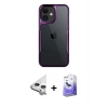 MARSİLYAN™- iPhone 11 Kılıf Akış Çizgi Koleksiyonu - Siyah Bilvis 5in1 5D Magic Hayalet Cam Ekran Koruyucu + Raze Metal Kamera Lens - GS