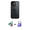 MARSİLYAN™- iPhone 11 Kılıf Akış Çizgi Koleksiyonu - Siyah Bilvis 5in1 5D Magic Hayalet Cam Ekran Koruyucu + Raze Metal Kamera Lens - KI