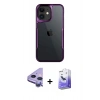 MARSİLYAN™- iPhone 11 Kılıf Akış Çizgi Koleksiyonu - Siyah Bilvis 5in1 5D Magic Hayalet Cam Ekran Koruyucu + Raze Metal Kamera Lens - MR