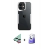 MARSİLYAN™- iPhone 11 Kılıf Akış Çizgi Koleksiyonu - Siyah Bilvis 5in1 5D Magic Hayalet Cam Ekran Koruyucu + Raze Metal Kamera Lens - KI