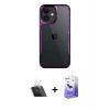 MARSİLYAN™- iPhone 11 Kılıf Akış Çizgi Koleksiyonu - Siyah Bilvis 5in1 5D Magic Hayalet Cam Ekran Koruyucu + Kamera Lens Koruma Cam - SF