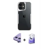 MARSİLYAN™- iPhone 11 Kılıf Akış Çizgi Koleksiyonu - Siyah Bilvis 5in1 5D Magic Hayalet Cam Ekran Koruyucu + Raze Metal Kamera Lens - MR