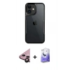 MARSİLYAN™- iPhone 11 Kılıf Akış Çizgi Koleksiyonu - Siyah Bilvis 5in1 5D Magic Hayalet Cam Ekran Koruyucu + Siyah Raze Metal Kamera Lens