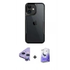 MARSİLYAN™- iPhone 11 Kılıf Akış Çizgi Koleksiyonu - Siyah Bilvis 5in1 5D Magic Hayalet Cam Ekran Koruyucu + Raze Metal Kamera Lens - MR