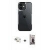 MARSİLYAN™- iPhone 11 Kılıf Akış Çizgi Koleksiyonu - Siyah Bilvis Hayalet Cam Ekran Koruyucu + Pers Alüminyum Kamera Lens - GD