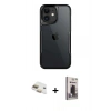 MARSİLYAN™- iPhone 11 Kılıf Akış Çizgi Koleksiyonu - Siyah Bilvis Hayalet Cam Ekran Koruyucu + Pers Alüminyum Kamera Lens - GD