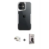 MARSİLYAN™- iPhone 11 Kılıf Akış Çizgi Koleksiyonu - Siyah Bilvis Hayalet Cam Ekran Koruyucu + Pers Alüminyum Kamera Lens - GD