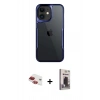 MARSİLYAN™- iPhone 11 Kılıf Akış Çizgi Koleksiyonu - Siyah Bilvis Hayalet Cam Ekran Koruyucu + Kırmızı Pers Alüminyum Kamera Lens