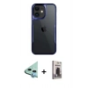 MARSİLYAN™- iPhone 11 Kılıf Akış Çizgi Koleksiyonu - Siyah Bilvis Hayalet Cam Ekran Koruyucu + Raze Metal Kamera Lens - MI