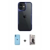 MARSİLYAN™- iPhone 11 Kılıf Akış Çizgi Koleksiyonu - Siyah Bilvis Hayalet Cam Ekran Koruyucu + Neon Fosforlu Kamera Lens - MI