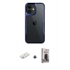 MARSİLYAN™- iPhone 11 Kılıf Akış Çizgi Koleksiyonu - Siyah Bilvis Hayalet Cam Ekran Koruyucu + Renkli Kamera Lens Koruma Cam - PE