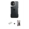 MARSİLYAN™- iPhone 11 Kılıf Akış Çizgi Koleksiyonu - Siyah Bilvis Hayalet Cam Ekran Koruyucu + Renkli Kamera Lens Koruma Cam - PE