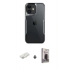MARSİLYAN™- iPhone 11 Kılıf Akış Çizgi Koleksiyonu - Siyah Bilvis Hayalet Cam Ekran Koruyucu + Renkli Kamera Lens Koruma Cam - PE