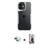MARSİLYAN™- iPhone 11 Kılıf Akış Çizgi Koleksiyonu - Siyah Bilvis Hayalet Cam Ekran Koruyucu + Pers Alüminyum Kamera Lens - LT