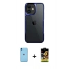 MARSİLYAN™- iPhone 11 Kılıf Akış Çizgi Koleksiyonu - Siyah Buffer Cam Ekran Koruyucu + Neon Fosforlu Kamera Lens - MI