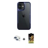 MARSİLYAN™- iPhone 11 Kılıf Akış Çizgi Koleksiyonu - Siyah Buffer Cam Ekran Koruyucu + Pers Alüminyum Kamera Lens - LT