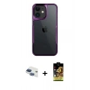 MARSİLYAN™- iPhone 11 Kılıf Akış Çizgi Koleksiyonu - Siyah Buffer Cam Ekran Koruyucu + Pers Alüminyum Kamera Lens - LT