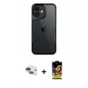 MARSİLYAN™- iPhone 11 Kılıf Akış Çizgi Koleksiyonu - Siyah Buffer Cam Ekran Koruyucu + Pers Alüminyum Kamera Lens - LT