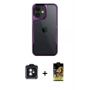 MARSİLYAN™- iPhone 11 Kılıf Akış Çizgi Koleksiyonu - Siyah Buffer Cam Ekran Koruyucu + PVD Metal Kamera Lens - SH